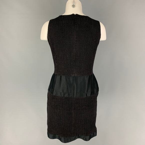 OSCAR DE LA RENTA SS 11 Size 10 Black Cotton Silk Textured Sheath Dress - Picture 3 of 5